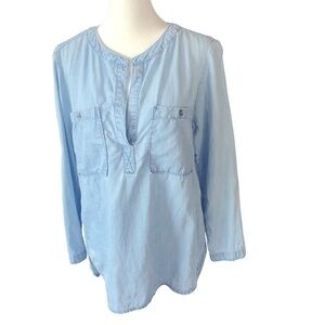 Cloth and Stone Tencel Popover Top Women S Light Blue VNeck Sustainable Fabric